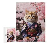 Puzzles pour Adolescents 500 PCS Puzzle pour Adultes Samurai Cat Puzzle Mural Difficile À Difficile Aide À Exercer Le Cerveau 500 PCS