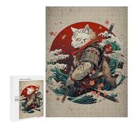 Puzzles pour Adolescents 500 PCS Puzzle pour Adultes Samurai Cat Puzzle Mural Difficile À Difficile Aide À Exercer Le Cerveau 500 PCS