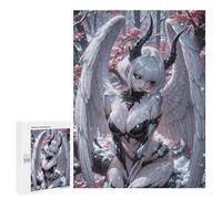 Puzzles pour Adolescents 500 PCS Puzzle pour Adultes Winged Anime Girl with Horns in Winter Puzzle Mural Difficile À Difficile Aide À Exercer Le Cerveau 500 PCS