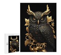 Puzzles pour Adolescents 500 PCS Puzzles Black and Gold Owl Puzzle Jeu Manuel Décoration Murale Idéal comme Cadeau pour Toute La Famille 500 PCS