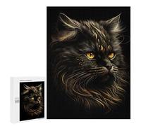 Puzzles pour Adolescents 500 PCS Puzzles Persian Cats Black Gold Puzzle Jeu Manuel Décoration Murale Idéal comme Cadeau pour Toute La Famille 500 PCS