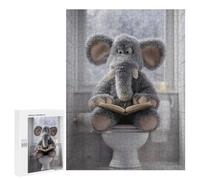 Puzzles pour Adolescents 500 PCS Puzzles pour Adultes Elephant Reading on Toilet Jeu De Réflexion Amusant Et Humoristique pour Stimuler Le Cerveau 500 PCS