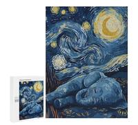 Puzzles pour Adolescents 500 PCS Puzzles pour Adultes Elephant Under Starry Night Sky Jeux De Société en Famille Offre Cadeau d'anniversaire pour Toute La Famille 500 PCS