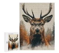 Puzzles pour Adolescents 500 PCS Puzzles pour Adultes Majestic Deer Portrait in Autumn Forest Jeu De Réflexion Amusant Et Humoristique pour Stimuler Le Cerveau 500 PCS