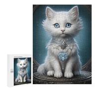 Puzzles pour Adolescents 500 PCS Puzzles pour Adultes Regal White Kitten Portrait Jeux De Société en Famille Offre Cadeau d'anniversaire pour Toute La Famille 500 PCS