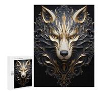 Puzzles pour Adolescents 500 PCS Puzzles pour Adultes The Golden Regal Wolf Jeu De Réflexion Amusant Et Humoristique pour Stimuler Le Cerveau 500 PCS