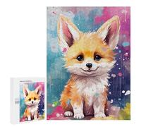 Puzzles pour Adolescents 500 PCS Rainbow Fox Cub Art Print Puzzles pour Adultes Assemblage De Modèles De Puzzles Défi À Réaliser Soirée Jeux Et Divertissement en Famille 500 PCS