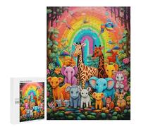 Puzzles pour Adolescents 500 PCS Rainbow Jungle Parade Puzzles pour Adultes Jeu De Réflexion Décoration Intérieure Activités Amusantes À La Maison 500 PCS