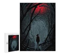 Puzzles pour Adolescents 500 PCS Red Moonlit Forest Path Puzzle Anti-Stress, Jouet Idéal pour Une Décoration Amusante À La Maison, 500 PCS