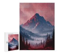 Puzzles pour Adolescents 500 PCS Red Mountain Misty Forest Puzzles pour Adultes Assemblage De Modèles De Puzzles Défi À Réaliser Soirée Jeux Et Divertissement en Famille 500 PCS