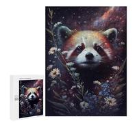 Puzzles pour Adolescents 500 PCS Red Panda in Space Flowers Puzzles pour Adultes Jeux Amusants Décoration Parfaite Cadeaux Uniques d'anniversaire Et De Noël 500 PCS