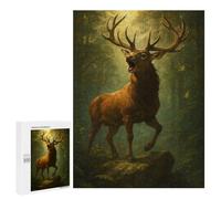 Puzzles pour Adolescents 500 PCS Roaring Stag in Forest Puzzles, Jeux Amusants, Assemblage De Motifs, Cadeaux Uniques d'anniversaire Et De Noël 500 PCS