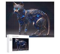 Puzzles pour Adolescents 500 PCS Robotic Cat with Blue Lights Puzzles pour Adultes Jeu De Réflexion Décoration Intérieure Activités Amusantes À La Maison 500 PCS