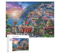 Puzzles pour Adolescents 500 PCS Romantic Sunset Dinner Scene Puzzle Puzzles pour Adultes Jeu De Réflexion Décoration Intérieure Activités Amusantes À La Maison 500 PCS