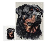Puzzles pour Adolescents 500 PCS Rottweiler Portrait Artwork Puzzles pour Adultes Jeu De Réflexion Décoration Intérieure Activités Amusantes À La Maison 500 PCS