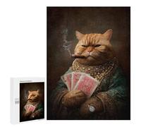 Puzzles pour Adolescents 500 PCS Royal Cat Cigar Smoking Puzzles pour Adolescents Améliorent La Mémoire Difficiles À Compléter Jeux Stimulants 500 PCS