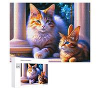 Puzzles pour Adolescents 500 PCS Royal Cats in Sunlight Puzzles pour Adultes Jeu De Réflexion Décoration Intérieure Activités Amusantes À La Maison 500 PCS