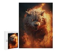 Puzzles pour Adolescents 500 PCS Running Wolf Evil Fire Puzzles pour Adultes Jeux Relaxants pour S'amuser en Famille Cadeaux De Noël Et d'anniversaire 500 PCS