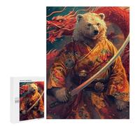 Puzzles pour Adolescents 500 PCS Samurai Bear with Dragon Sword Puzzles pour Adultes Assemblage De Modèles De Puzzles Défi À Réaliser Soirée Jeux Et Divertissement en Famille 500 PCS