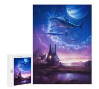 Puzzles pour Adolescents 500 PCS Sharks in The Sky A Surreal Fantasy Scene Puzzles pour Adolescents, Jouets À Faire Soi-même, Activités Amusantes À La Maison pour Passer Le Temps, 500 PCS
