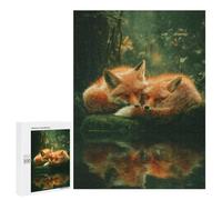 Puzzles pour Adolescents 500 PCS Sleeping Foxes in Forest Puzzles pour Adultes Activités Familiales Interaction Parent-Enfant Jeu Au Design Élégant 500 PCS