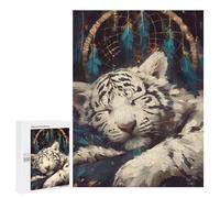 Puzzles pour Adolescents 500 PCS Sleeping White Tiger Dreamcatcher Puzzles pour Adultes - Jeu Manuel Anti-Stress - Cadeaux Uniques pour Anniversaire Et Noël 500 PCS