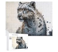 Puzzles pour Adolescents 500 PCS Snow Leopard Majestic Wild Beauty Puzzles pour Adultes Jeu De Réflexion Décoration Intérieure Activités Amusantes À La Maison 500 PCS