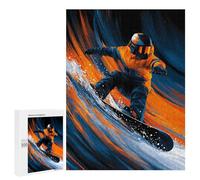 Puzzles pour Adolescents 500 PCS Snowboarding Adventure in Orange Puzzles pour Adultes Assemblage De Modèles De Puzzles Défi À Réaliser Soirée Jeux Et Divertissement en Famille 500 PCS