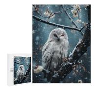 Puzzles pour Adolescents 500 PCS Snowy White Owl Puzzles pour Adultes Jeux Relaxants pour S'amuser en Famille Cadeaux De Noël Et d'anniversaire 500 PCS