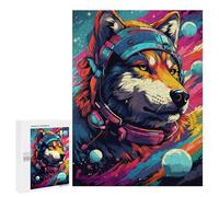 Puzzles pour Adolescents 500 PCS Space Wolf Headphones Art Print Puzzles pour Adolescents Améliorent La Mémoire Difficiles À Compléter Jeux Stimulants 500 PCS