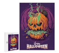 Puzzles pour Adolescents 500 PCS Spooky Halloween Pumpkin Artwork Jeu De Puzzle Familial Décoration Parfaite Cadeaux Uniques pour Un Anniversaire Et Noël 500 PCS