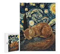 Puzzles pour Adolescents 500 PCS Squirrel Sleeping Under Starry Night Sky Puzzles pour Adolescents, Jouets Anti-Stress, Décoration Murale, Cadeaux d'anniversaire Et De Noël Uniques 500 PCS