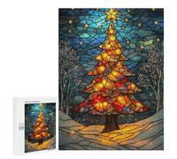 Puzzles pour Adolescents 500 PCS Stained Glass Christmas Tree Puzzles pour Adultes, Jouets Anti-Stress, Activités Amusantes À Faire À La Maison, 500 PCS