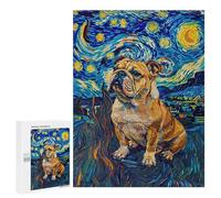 Puzzles pour Adolescents 500 PCS Starry Night Bulldog Puzzles pour Adolescents, Jouets À Faire Soi-même, Activités Amusantes À La Maison pour Passer Le Temps, 500 PCS