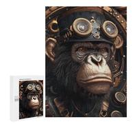 Puzzles pour Adolescents 500 PCS Steampunk Chimp Ape Animal Puzzles pour Adultes Jouets Anti-Stress pour S'amuser en Famille Interaction Parent-Enfant 500 PCS