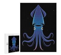 Puzzles pour Adolescents 500 PCS Stylized Blue Squid on Black Background Puzzles pour Adultes Jeux Familiaux pour S'amuser en Famille Offrez des Cadeaux pour Toute La Famille 500 PCS