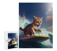 Puzzles pour Adolescents 500 PCS Surfing Cat Adventure Puzzles pour Adolescents, Jouets Anti-Stress, Décoration Murale, Cadeaux d'anniversaire Et De Noël Uniques 500 PCS