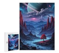 Puzzles pour Adolescents 500 PCS Surreal Landscape with Red Tree Puzzles Jeux De Détente Décoration Parfaite Cadeaux Uniques d'anniversaire Et De Noël 500 PCS
