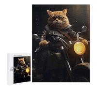 Puzzles pour Adolescents 500 PCS Tabby Cat Motorcycle Gang Casse-têtes pour Adultes Jeu De Réflexion Assemblage De Motifs Interaction Parent-Enfant 500 PCS