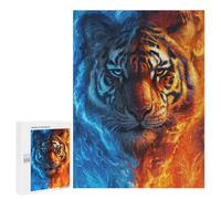 Puzzles pour Adolescents 500 PCS Tiger Fire and Ice Art Print-2 Puzzles pour Adolescents Améliorent La Mémoire Difficiles À Compléter Jeux Stimulants 500 PCS