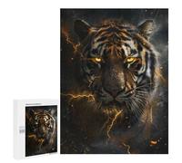 Puzzles pour Adolescents 500 PCS Tiger Thunder Dark Night Puzzles pour Adolescents, Jouets Anti-Stress, Décoration Murale, Cadeaux d'anniversaire Et De Noël Uniques 500 PCS