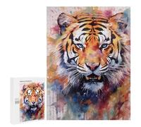 Puzzles pour Adolescents 500 PCS Tiger Watercolor Puzzles pour Adolescents, Jouets À Faire Soi-même, Activités Amusantes À La Maison pour Passer Le Temps, 500 PCS