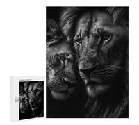 Puzzles pour Adolescents 500 PCS Two Cuddling Lions Puzzles pour Adultes Jeux Relaxants pour S'amuser en Famille Cadeaux De Noël Et d'anniversaire 500 PCS
