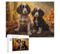 Puzzles pour Adolescents 500 PCS Two English Springer Spaniels in Autumn Forest Puzzles pour Adultes Jouets Anti-Stress Améliorent La Mémoire Difficiles Et Stimulants 500 PCS