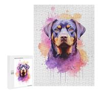 Puzzles pour Adolescents 500 PCS Watercolor Rottweiler Art Puzzles, Jeux Amusants, Assemblage De Motifs, Cadeaux Uniques d'anniversaire Et De Noël 500 PCS