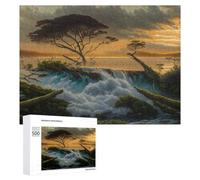 Puzzles pour Adolescents 500 PCS Waterfall at Sunset Nature's Serenity Puzzles pour Adultes Jeux Relaxants Découpe De Précision Jeu Stimulant Cadeaux 500 PCS