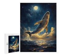 Puzzles pour Adolescents 500 PCS Whale in The Night Sky Puzzles pour Adultes Jouets Anti-Stress pour S'amuser en Famille Interaction Parent-Enfant 500 PCS
