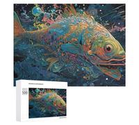 Puzzles pour Adolescents 500 PCS Whimsical Fish in Colorful Ocean Puzzles pour Adultes Jeu De Réflexion Décoration Intérieure Activités Amusantes À La Maison 500 PCS