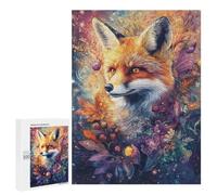 Puzzles pour Adolescents 500 PCS Whimsical Fox with Flowers and Berries - Vibrant Digital Airbrush Art Puzzles pour Adultes Jeu Familial Décoration Parfaite Difficile À Compléter 500 PCS