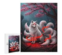Puzzles pour Adolescents 500 PCS White Kitsune Fox Puzzles pour Adultes Jeux Amusants Décoration Parfaite Cadeaux Uniques d'anniversaire Et De Noël 500 PCS